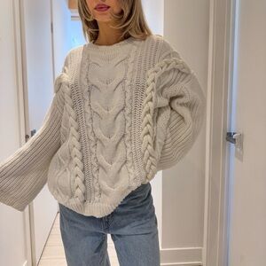 Cozy Cable Knit Sweater - Cream